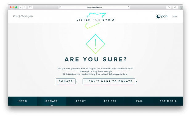 Фрагмент сайта listen for Syria.