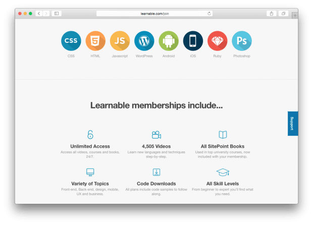 Фрагмент сайта Learnable.